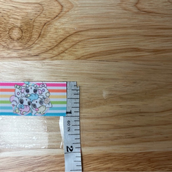 1" GROSGRAIN CRAFT RIBBON - 2 YARDS Cutie Cartoons, Rainbow Striped - Picture 7 of 7